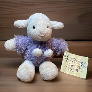 Ganz Lamb Sheep 6" Plush White Purple Fuzzy Sweater Heritage Collection Easter